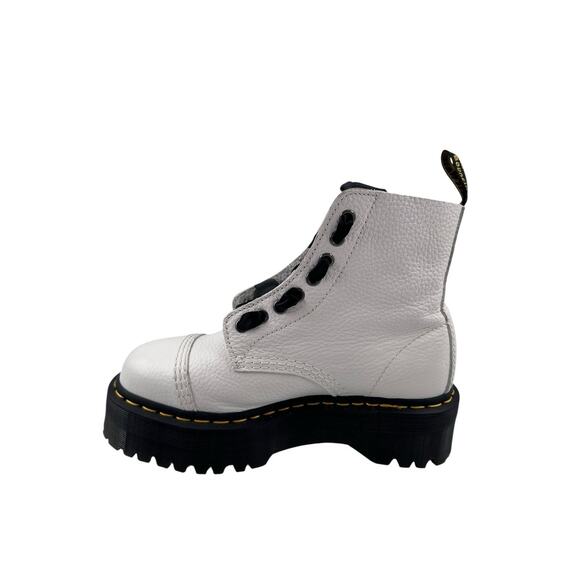 Dr. Martens Sinclair 8 Eye Milled Nappa White Pebbled Leather Platform Boots 7M - Picture 6 of 14